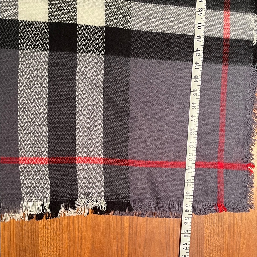 Joy Susan Scarf Wrap Shawl Cozy Throw-Gray, Red, Black and White - Picture 4 of 8